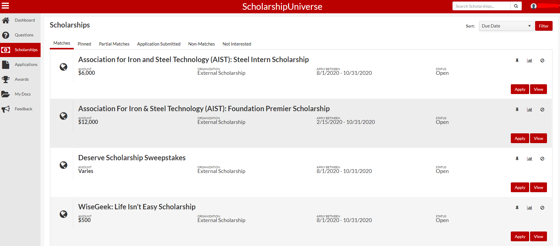 ScholarshipUniverse instructional guide The Ohio State University